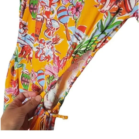 Zara bright & colorful tropical printed mini dress with side cut outs. Small. - Picture 4 of 5
